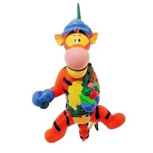 Vintage 90s Lighted Tigger Christmas Tree Ornament Fun in the Snow